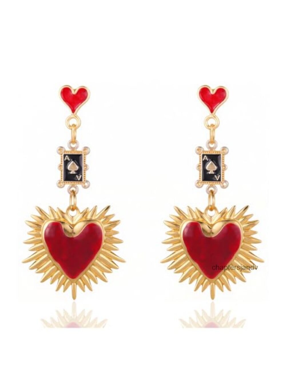 Queen of Hearts Drop Earrings Stainless Steel Halloween Gothic